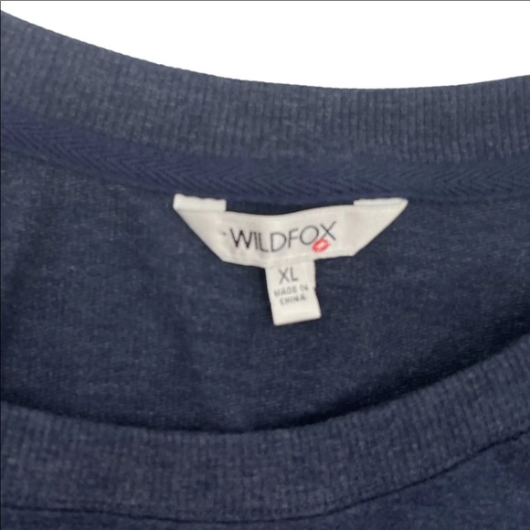 Wildfox Oversized Embroidered Good Vibes Sweatshirt Blue Pullover Women's XL - Picture 6 of 9